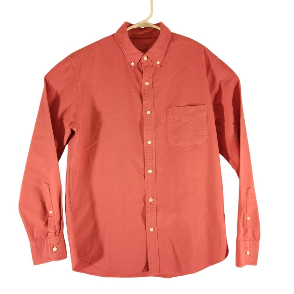 J. Crew shirt mens L Large pink garmet dyed oxford cloth long sleeve button